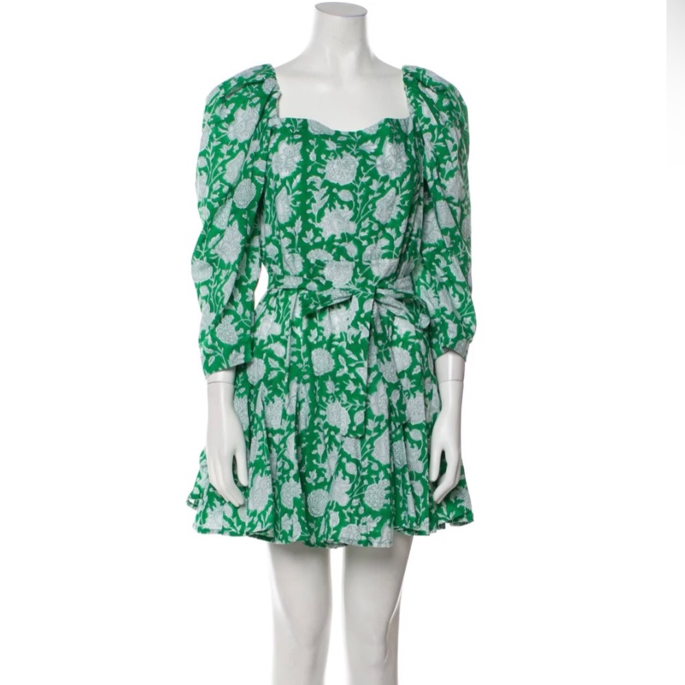 Mille Resort and Travel Long Sleeve Floral Mini Dress, Size: XXS, Color: Green